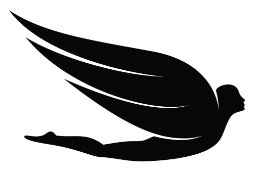 Man with wings silhouette. Easily adaptable for a logo.