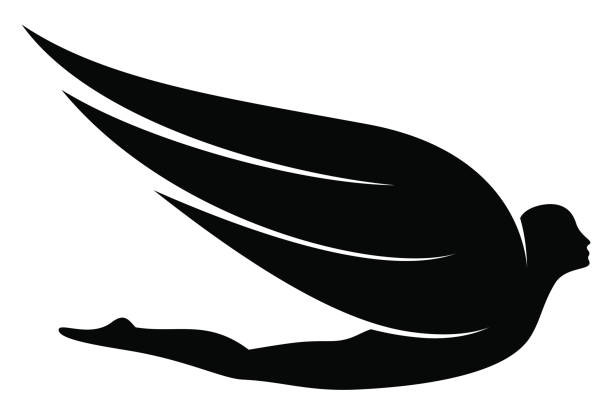 Bird man Man with wings silhouette. Easily adaptable for a logo. angels flying stock illustrations