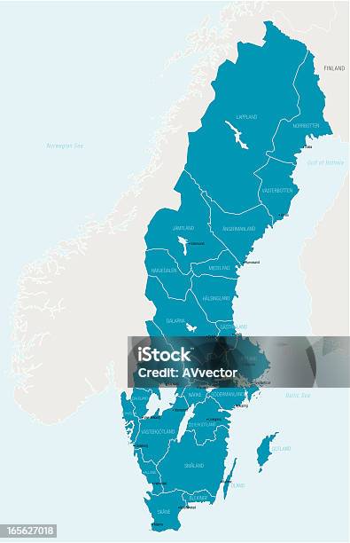 Ilustración de Suecia y más Vectores Libres de Derechos de Suecia - Suecia, Mapa, Vector