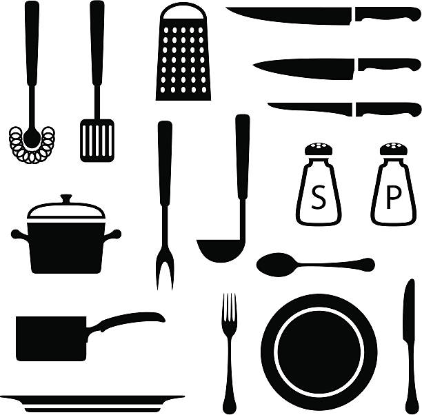 кухня пункты - knife table knife kitchen knife white background stock illustrations