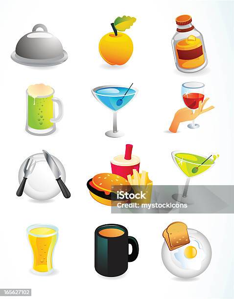 Ilustración de Bebida Web Iconos De Alimentos y más Vectores Libres de Derechos de Aceituna - Aceituna, Alimento, Bandeja
