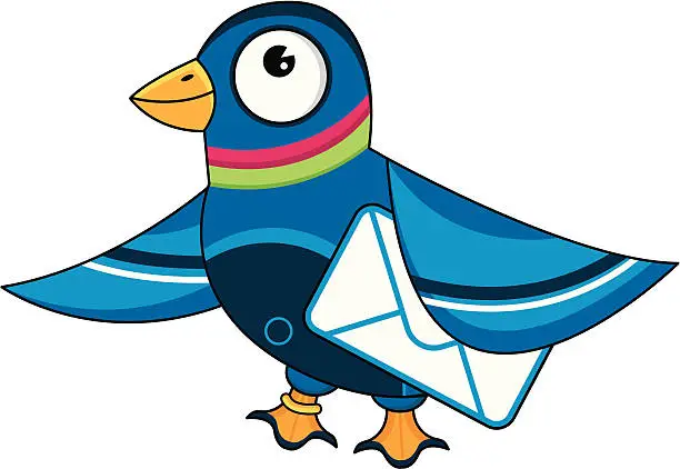 Vector illustration of Cute Pigeon with Mail Envelope