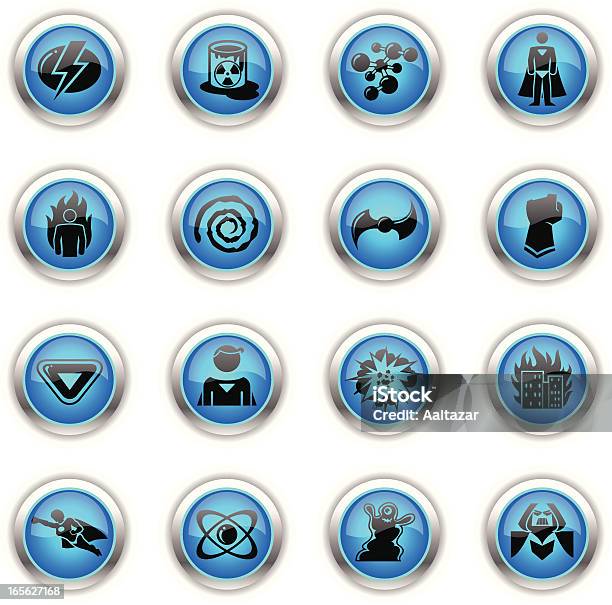 Ícones De Azulsuperherói - Arte vetorial de stock e mais imagens de Azul - Azul, Conjunto de ícones, Elemento de desenho