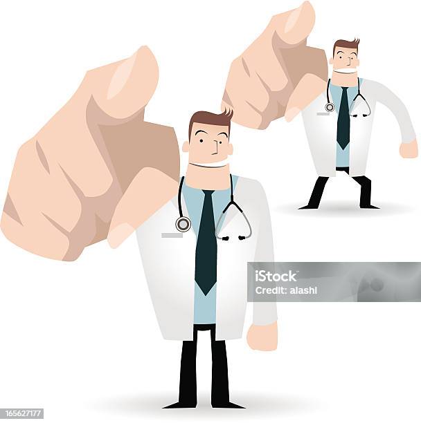 Gesturing Doctor Pointing At You And Giving Professional Advice Stock Illustration - Download Image Now