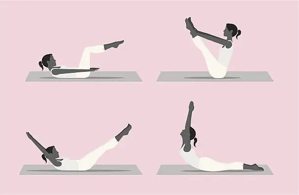 Vector illustration of Pilates positions