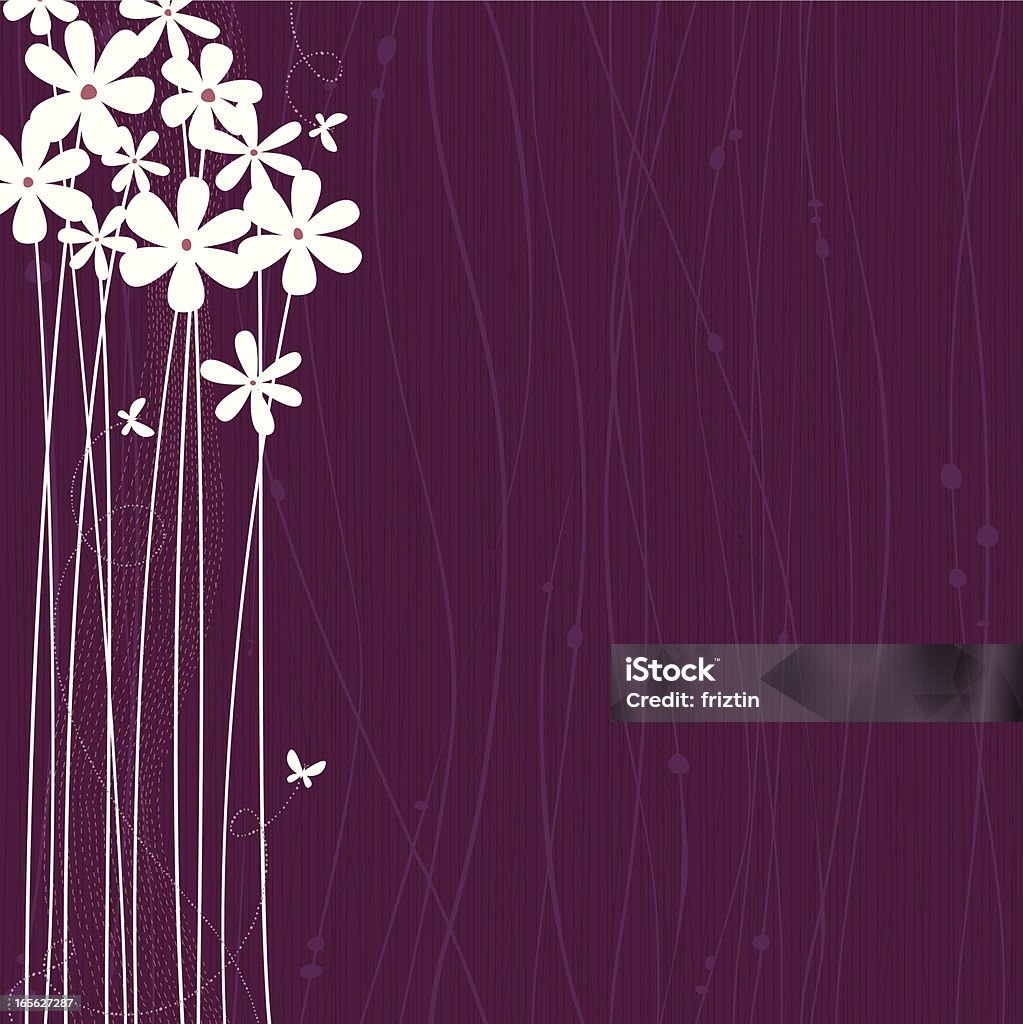 Flowers Purple background with white flowers and butterflies. Backgrounds stock vector