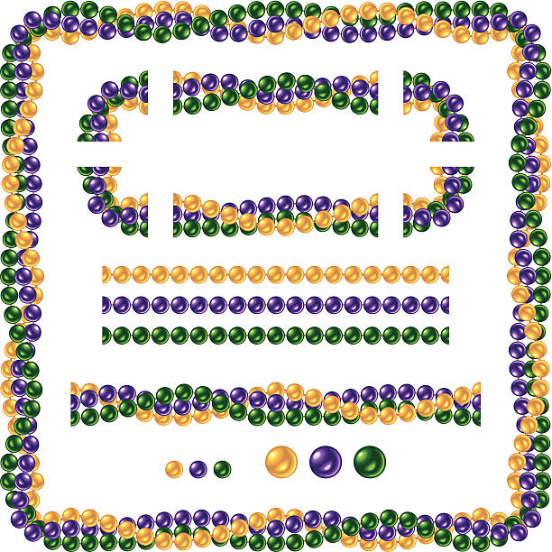 stockillustraties, clipart, cartoons en iconen met seamless shiny mardi gras necklace beads - kraal