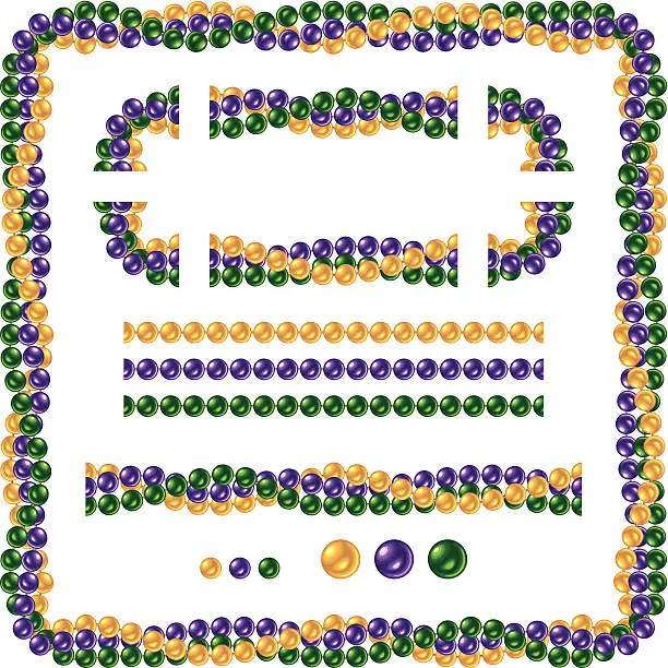Vector illustration of Seamless Shiny Mardi Gras Necklace Beads
