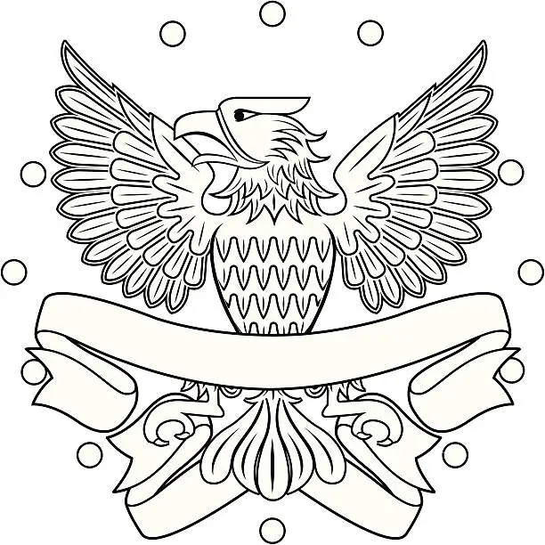 Vector illustration of Black and White Eagle Symbol