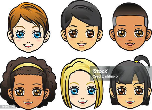 Faces Of Children Stock Illustration - Download Image Now - Manga Style,  Cartoon, Eye - iStock