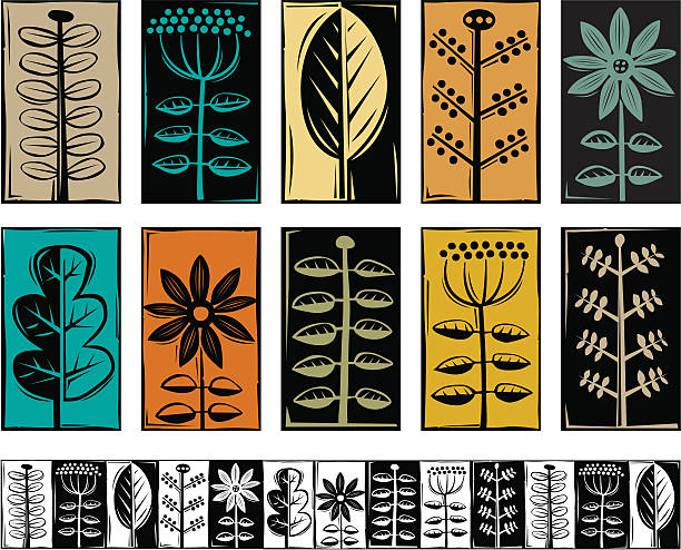 Plant symbols vector art illustration
