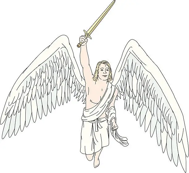 Vector illustration of Color Flying Angel