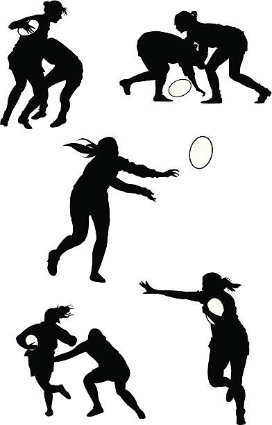 Rugby Women Woman playing rugby rugby stock illustrations