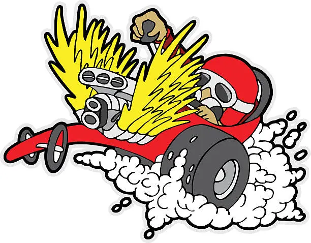 Vector illustration of Dragster Cartoon