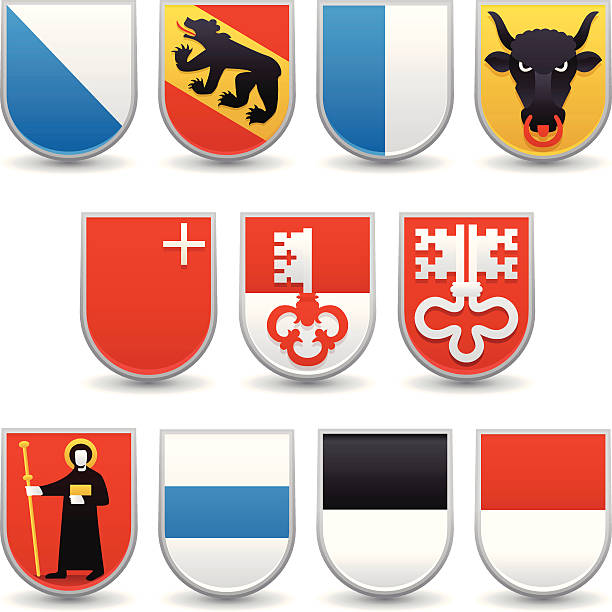 Suisse Cantons manteaux de bras - Illustration vectorielle
