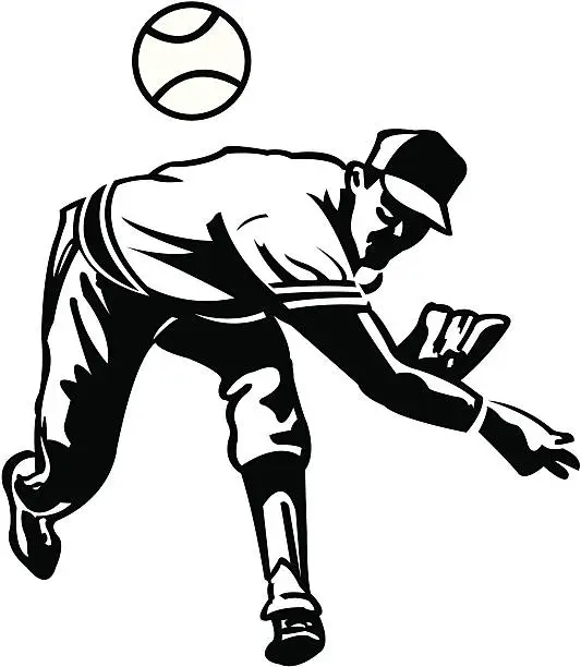 Vector illustration of Baseball Pitcher - Pitching Ball