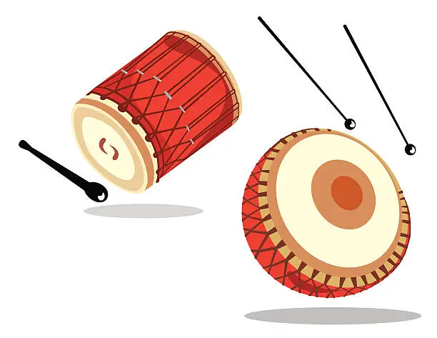 Vector illustration of Musical playing drums