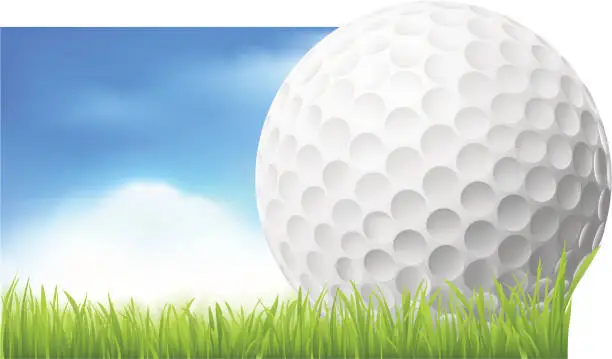 Vector illustration of Golf Ball On Grass