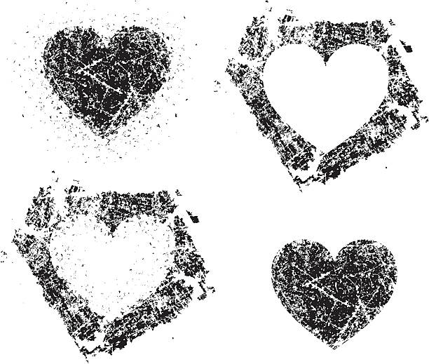 Grunge hearts vector art illustration