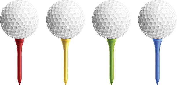 illustrazioni stock, clip art, cartoni animati e icone di tendenza di pallina da golf sul tee - pallina da golf