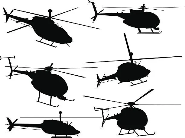 Vector illustration of Helicopter Silhouette Collection