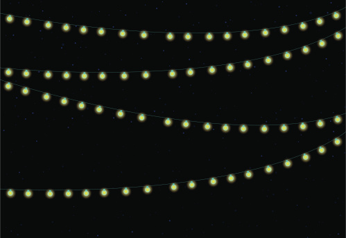 strings of lights against the night sky with stars