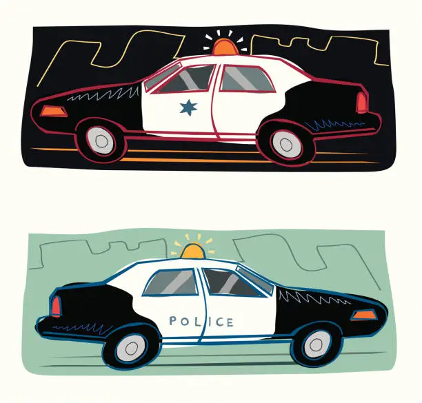 Vector illustration of Cartoon Police Car