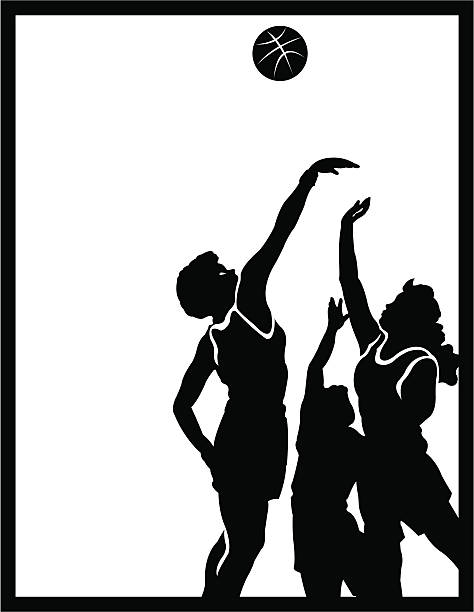 девочки баскетбол, спорный бросок-wnba - tip off stock illustrations