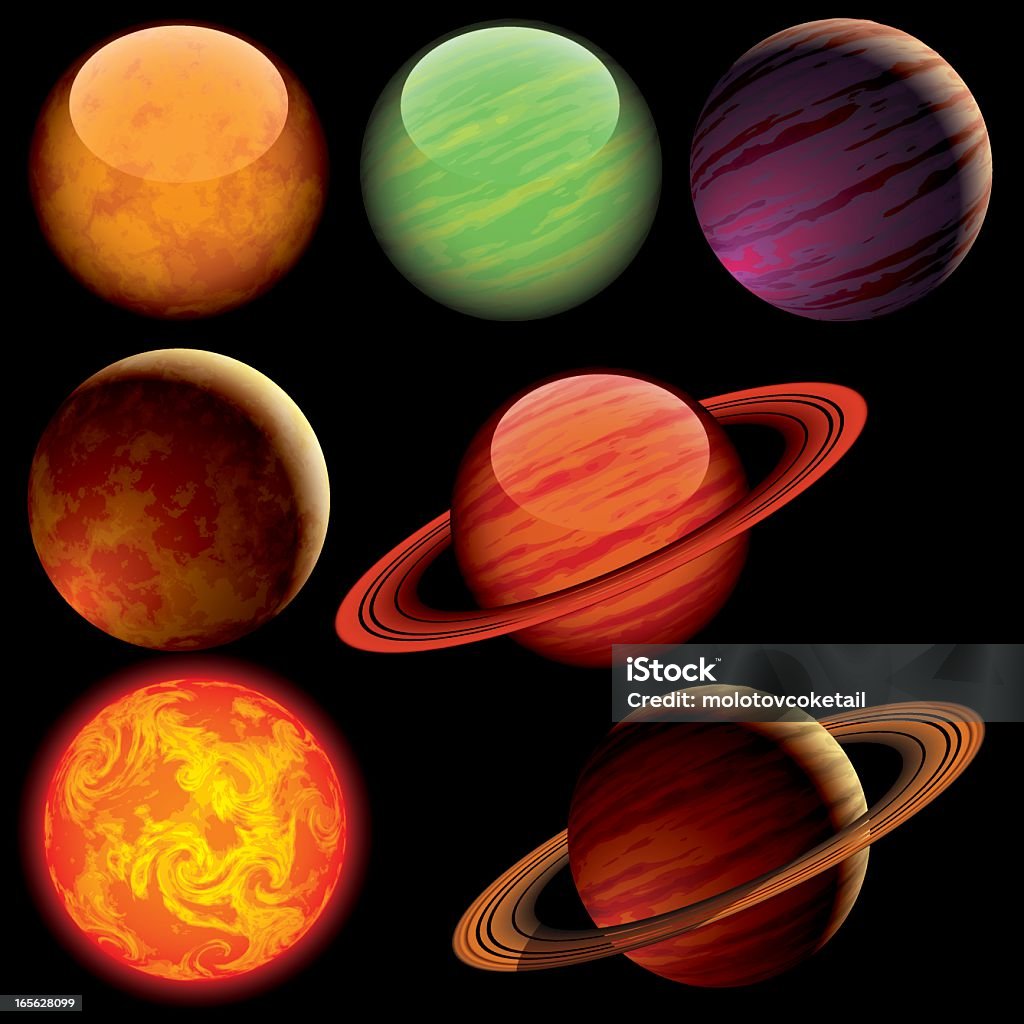 Pretty Color Planets Colorful Planets Stock Illustration - Download Image Now - Outer Space ...