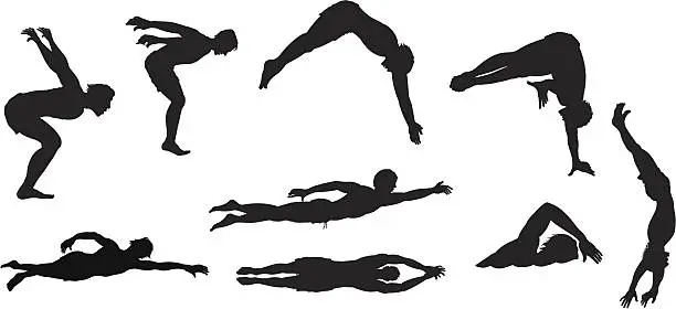 Vector illustration of Assorted swimmers