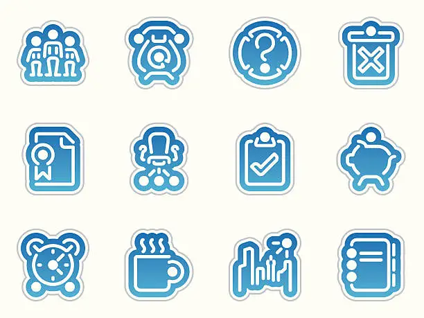 Vector illustration of office icons - azul frontera