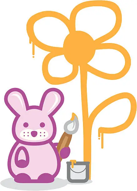 Vector illustration of Painter bunny