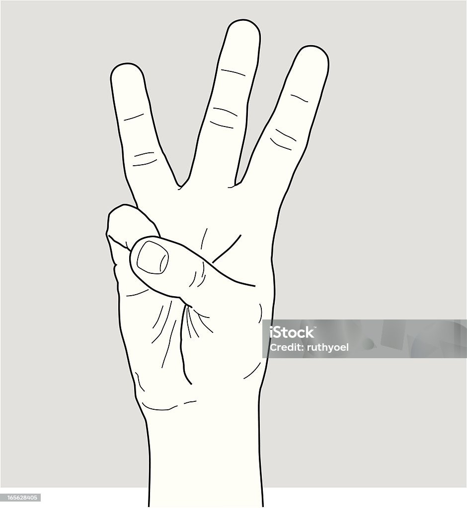 Рука с 3 пальца вверх - Векторная графика Бизнес роялти-фри