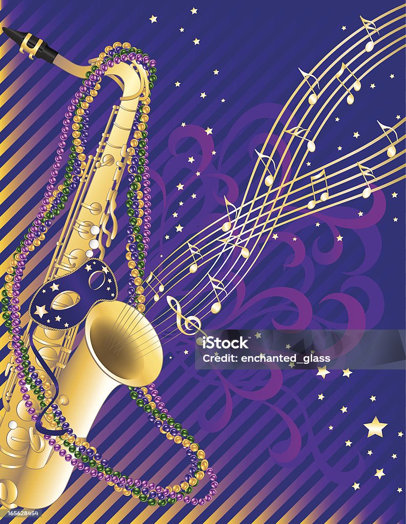 Mardi Gras de Jazz saxofone celebração Musical - Vetor de Mardi Gras royalty-free