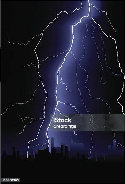 Lightning In Aria - Immagini vettoriali stock e altre immagini di Scuro - Scuro, Tempesta, Accendere (col fuoco)