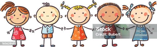 Friends Stock Illustration - Download Image Now - Child, Cartoon, Holding Hands