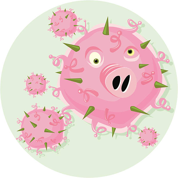 돼지 독감 h1n1 - flu virus russian influenza swine flu virus stock illustrations