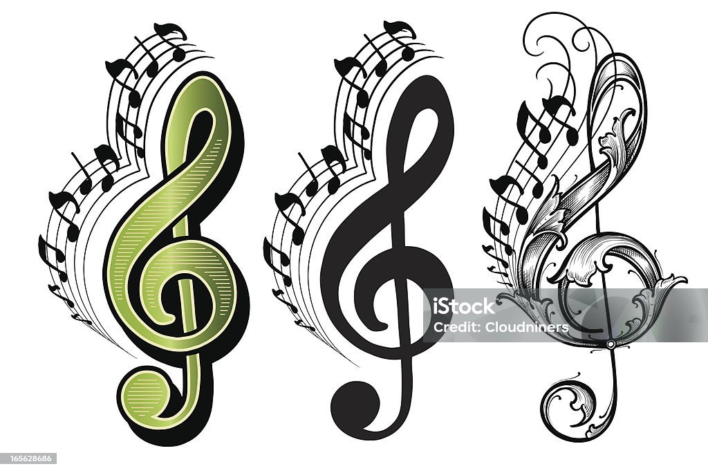 Chiave di violino di musica note musicali - arte vettoriale royalty-free di Nota musicale