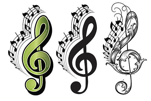 Treble Clef Music musical notes vector art illustration