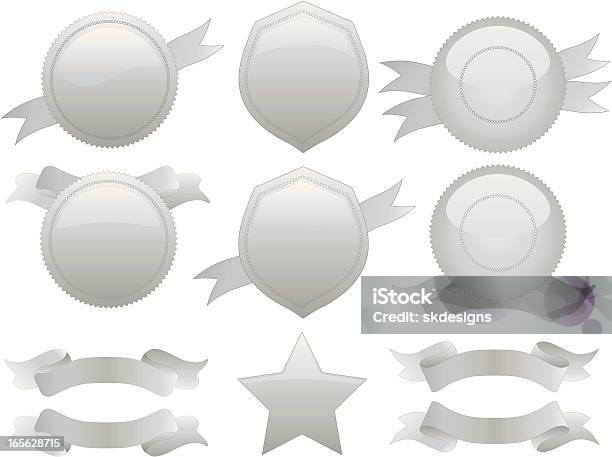シルバーの円形シールメダルセットシールドオプションのリボン - 銀のベクターアート素材や画像を多数ご用意 - 銀, バッジ, バラ飾り