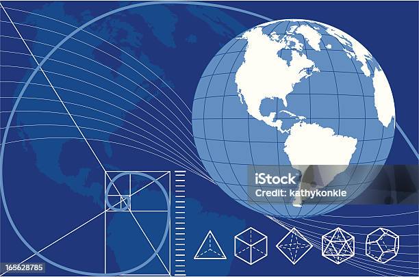 Terra Com Sólidos Platónicos E A Média Dourada - Arte vetorial de stock e mais imagens de Azul - Azul, Branco, Cubo