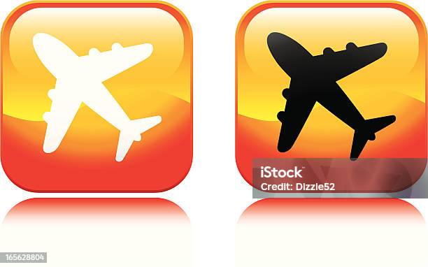 Ícone De Avião - Arte vetorial de stock e mais imagens de Aeroporto - Aeroporto, Amarelo, Avião