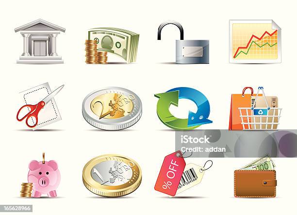 Business Finance Icons Stock Illustration - Download Image Now - Arranging, Bag, Building Exterior