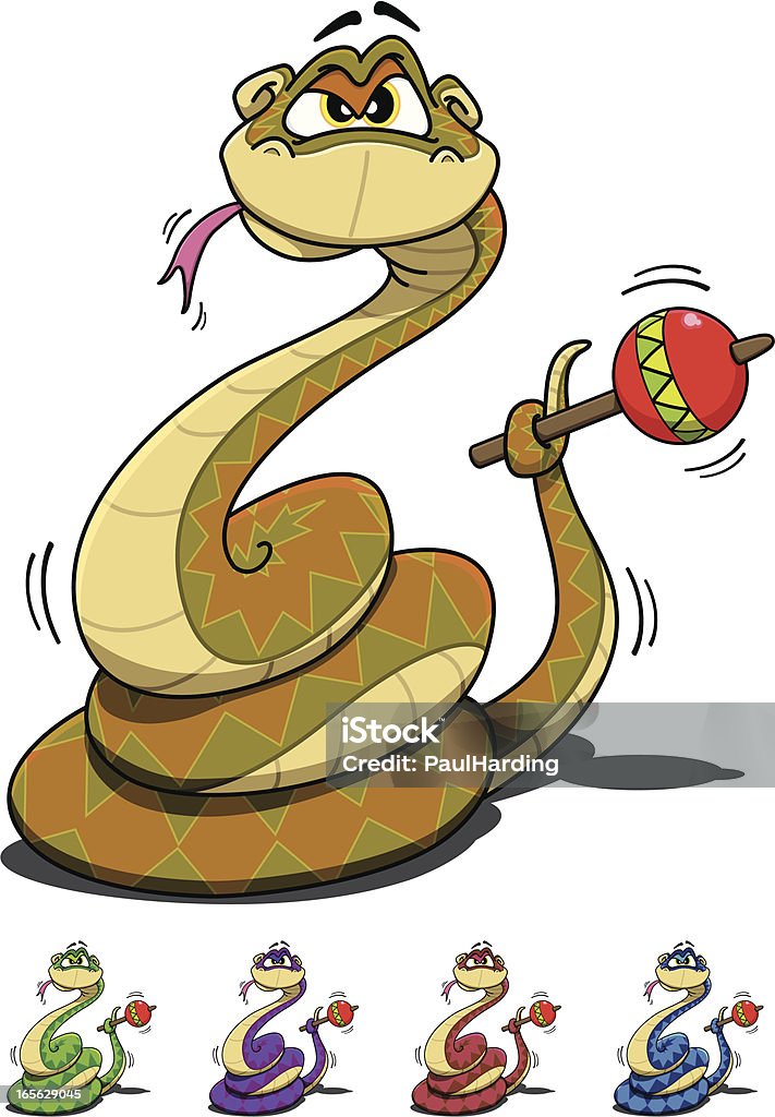 Mr Rattlesnake Vector cartoon illustration of a Rattlesnake shaking it's rattle. Have also included four different colour variations for you to choose from. For similar illustrations please see my portfolio. Snake stock vector