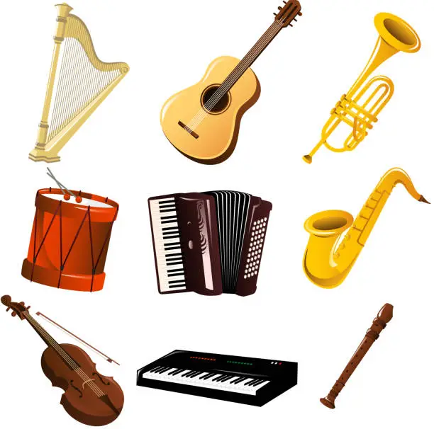 Vector illustration of Musical instruments set