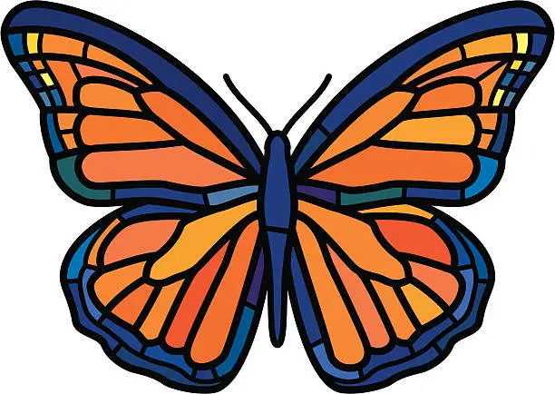 Vector illustration of Stained glass monarch butterfly