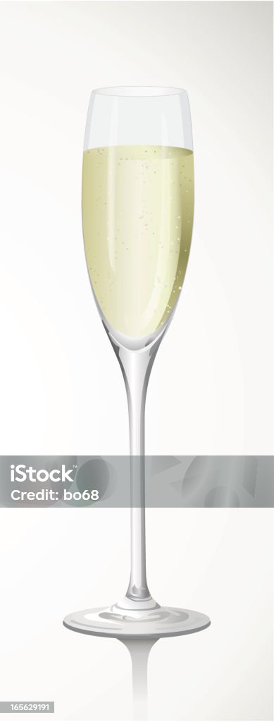 A long stem full champagne glass on a white background champagne glass, goblet, celebration concept Alcohol - Drink stock vector