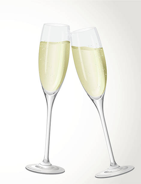 illustrazioni stock, clip art, cartoni animati e icone di tendenza di bicchieri di champagne - prosecco