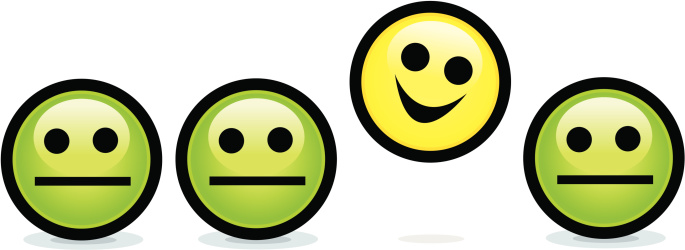 Smiley Face - Stand Out From the Crowd. Graphic vector illustration of a jumping smiley face Business Concept Don't Worry, Be Happy!. Great for today's economy. Easy color edits. Check out my 