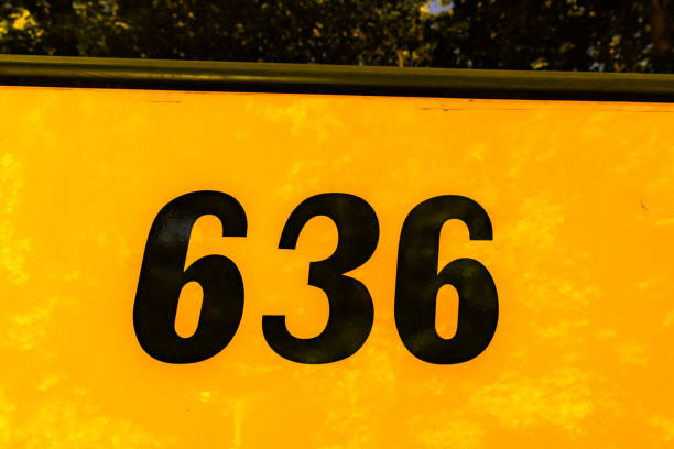 istock Front of a parked yellow school bus number 636 1656292332